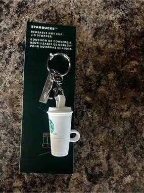 Starbucks White Keychain Tumbler reusable hot cup lid stopper